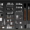 Modern Bathroom Storage Shelves With Wooden Metal Racks And Towel Holders
