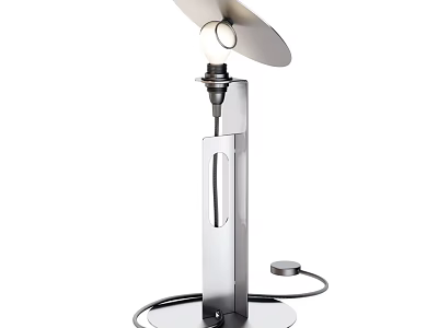 Modern Sleek Silver Metal Table Lamp With Adjustable Disc Shade And Round Base 3d model