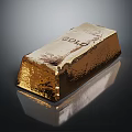 Shiny Gold Bar With Engraved Surface On Black Background And Reflection 3d model