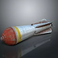 Rusted Vintage Orange Silver Military Bomb With Yellow Stripe And Tail Fins