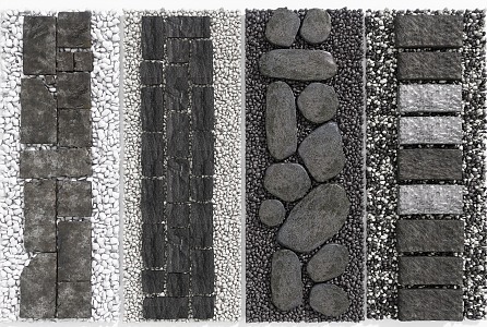 Modern New Chinese Style Bluestone Tingbu Landscape Garden Road Garden Paving Trail Gravel Trail Bluestone Tingbu 3d model