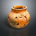 Ancient Handcrafted Clay Sculpture with Intricate Carved Patterns and Cracked Texture Design
