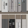 Various Modern Refrigerators Freezers With Different Door Styles And Color Options 3d model