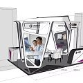 Sanatem Modern Exhibition Booth Design With Medical Display Seating And Purple Accents
