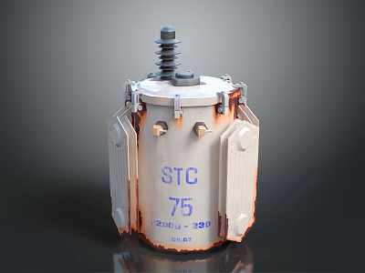 Industrial Equipment Featuring Rusty Surface Metal Brackets Top Insulator And STC 75 Marking 3d model