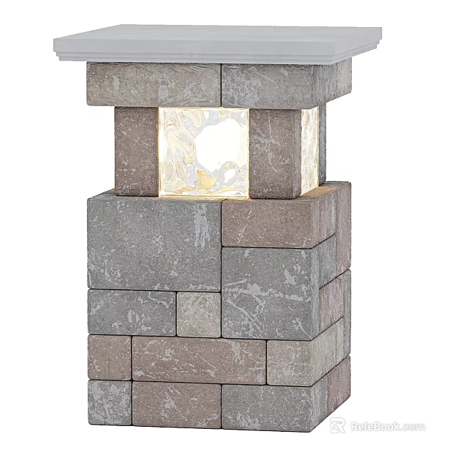Modern Floor Lamp With Stacked Stone Design And Illuminated Center 3d model
