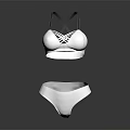 Women's White Lingerie Set With Cross Straps And Minimalist Design Bralette Panties