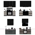 Modern Kitchen Design With Gray Cabinets Oven Hood And Kitchen Essentials 3d model