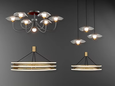 Modern Design Chandeliers With Various Styles Illuminated Metal And Glass Hanging Lights 3d model