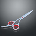 Modern Silver Scissors With Red Comfortable Handles And Sharp Blades 3d model