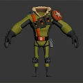 Green Tactical Combat Uniform With Red Star Armor And Gear Straps 3d model