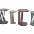 Modern Round Dining Tables Black And Light Colored With Slender Column Legs 3d model