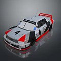 Porsche Racing Car Model With White Black Red Body Number 4 Rear Spoiler And Antenna