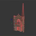 Detailed Church Model With Stone Walls Arched Window And Tall Spire Design