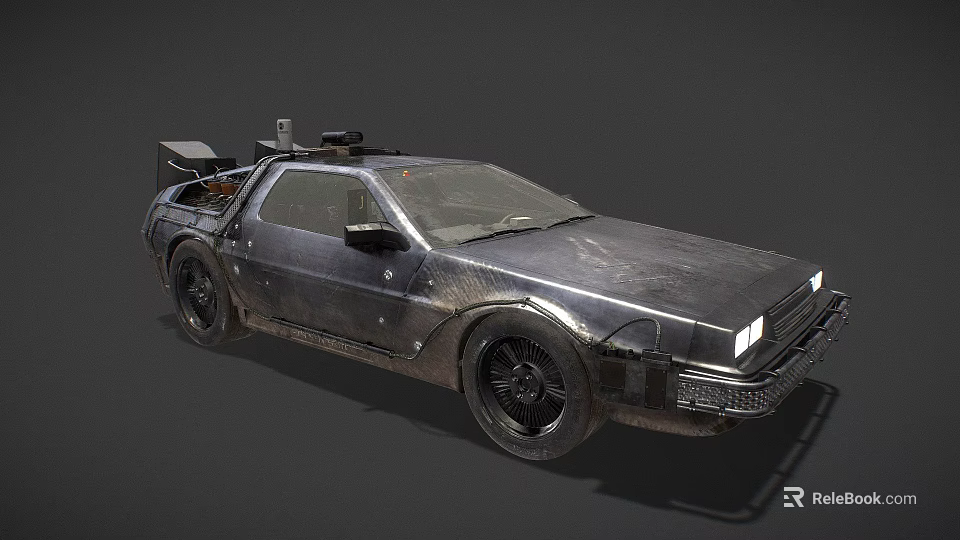 Retro Futuristic Functional Car With Metallic Body Gull Wing Doors And Streamlined Design 3d model 