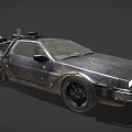 Retro Futuristic Functional Car With Metallic Body Gull Wing Doors And Streamlined Design