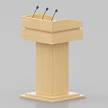 Wooden Functional Desk Lectern With Microphones For Public Speaking Events