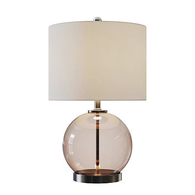 Modern Table Lamp With Glass Ball Base And Beige Linen Shade Design 3d model