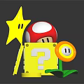 Mario Question Block With Red Mushroom Yellow Star And Fire Flower
