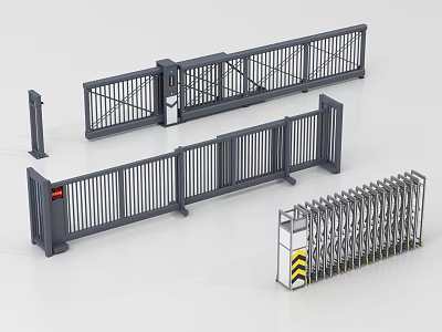 Public Facility Access Control Systems With Barrier Gates And Retractable Security Gates 3d model