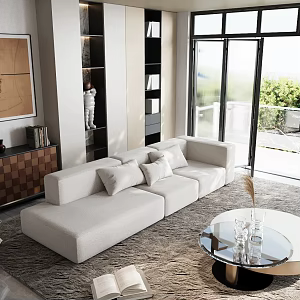 Modern Living Room Sofa Side Carpet Bookcase 3d model