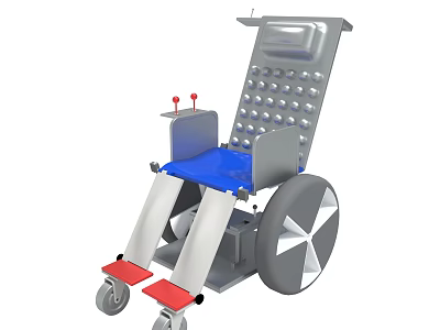 Modern Wheelchair Design With Blue Seat Gray Frame Red Buttons And Large Wheels 3d model