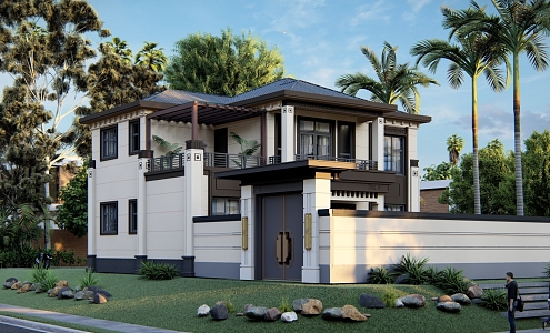 Modern rural self-built villas 3d model