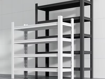 White and Black Multi Tiered Metal Storage Shelving Units for Efficient Storage 3d model
