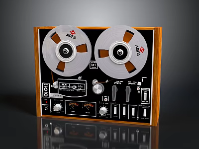 Vintage AKAI Reel to Reel Tape Recorder With Wooden Frame Dual Reels And Control Knobs 3d model