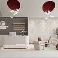 Beauty Hair Salon Modern Interior Design With Reception Desk Sofa Decorative Wall And Pendant Lights