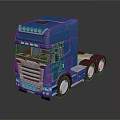 Blue Heavy Duty Truck Model With Front LED Lights And Shiny Wheels