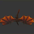 Mythical Flying Dragon With Vibrant Red And Orange Wings In Flight