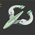 Futuristic Spaceship With Aerodynamic Structure And Blue Logos For Space Exploration 3d model