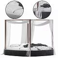 Elegant Double Bed With Wooden Frame White Canopy And Black Blanket