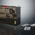 Vintage Radio Cassette Player With Retro Design And Cassette Tapes On