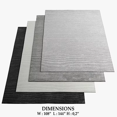 Square Rugs With Textured Surfaces In Gray Black And Light Colors For Modern Decor 3d model