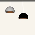 Modern Dome Shaped Pendant Lights In White And Silver With Warm Glow Hanging From Ceiling