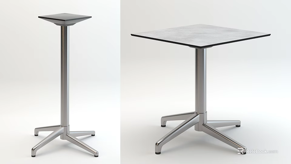 Modern Square Metal Table With Sturdy Metal Base And Contemporary Design 3d model 