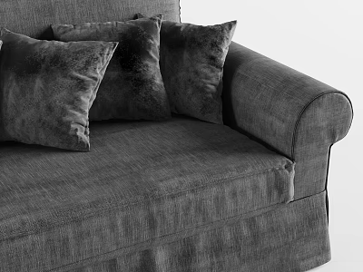 Comfortable Gray Sectional Sofa With Plush Velvet Pillows And Curved Arms 3d model