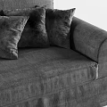 Comfortable Gray Sectional Sofa With Plush Velvet Pillows And Curved Arms