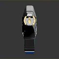 Futuristic Sci Fi Weapon White Blue And Gold Modern Sleek Structure With Barrel And Grip 3d model