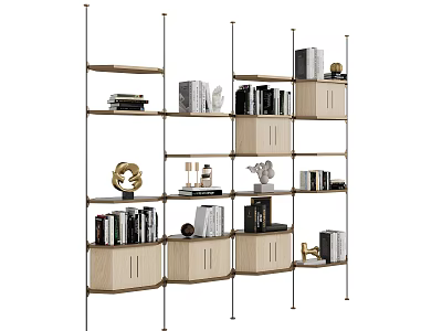 Modern Display Cabinet With Open Shelves Closed Cabinets Books And Decorative Items 3d model