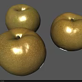 Three Fresh Yellow Pears With White Spots On Gray Background