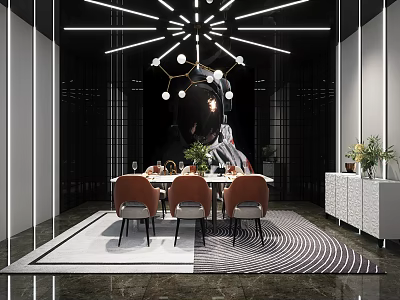 Private Dining Booth With Modern Decor And Dining Setup 3d model