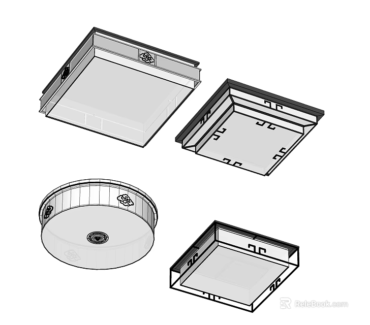 Modern Ceiling Lights Featuring Square And Round Shapes With Simple Designs 3d model
