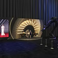Modern Photo Spot Featuring LED Screen Curved Lighting Design And Robot Arm