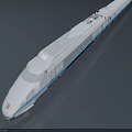 White High Speed Train With Blue Stripes Streamlined Design And Modern Exterior