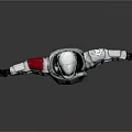 Futuristic Robot Character With Silver Armor White Suit And Red Accents Arms Outstretched