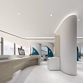 Modern Reception Area Interior Design With Curved Front Desk And Soft Lighting 3d model