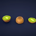 Whole and Sliced Kiwi Fruits Showing Green Flesh With Black Seeds On Dark Background